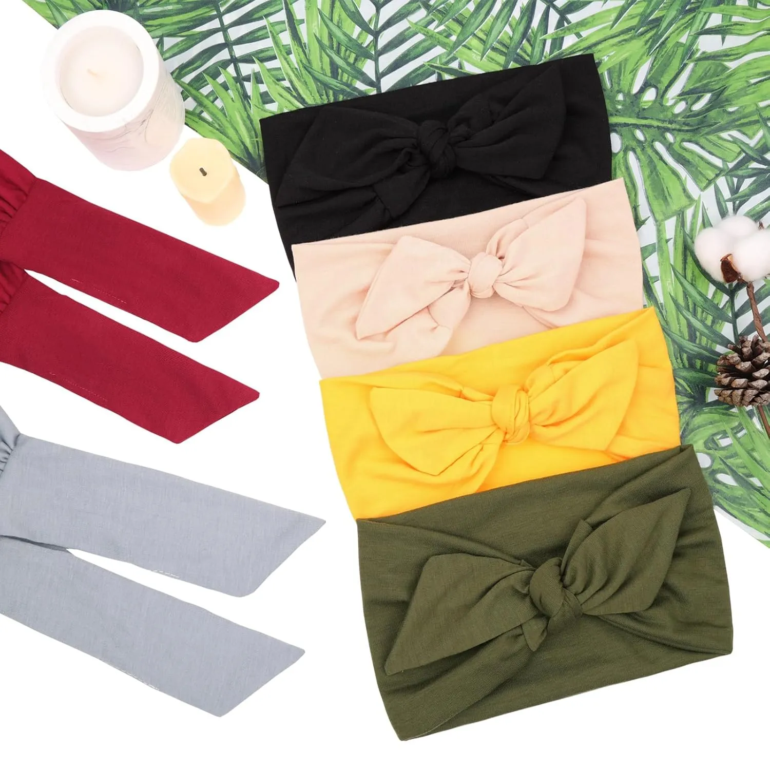 6 Pieces Knotted Headbands Adjustable Stretchy Women Headbands African Wide Hair Wrap Extra Turban Head Bands for Lady Large Sport Workout Stretch Non-slip Big Hair Bands