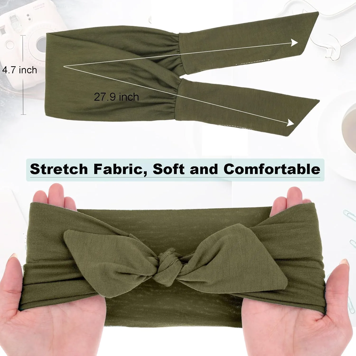 6 Pieces Knotted Headbands Adjustable Stretchy Women Headbands African Wide Hair Wrap Extra Turban Head Bands for Lady Large Sport Workout Stretch Non-slip Big Hair Bands