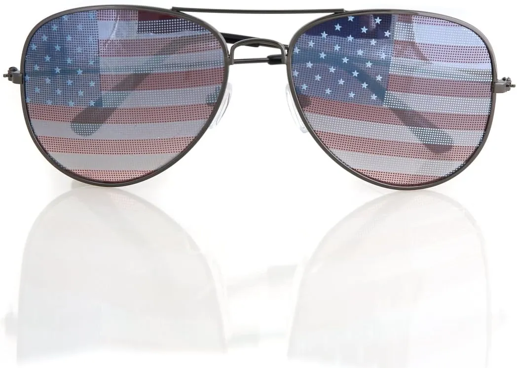 Aviator USA America American Flag Sunglasses - Great Accesory for 4th of July