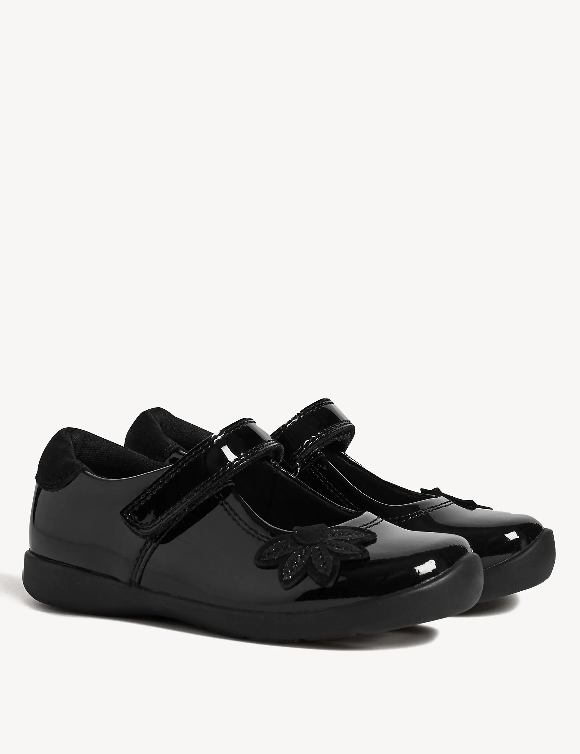 Children's patent leather school shoes (8 small - 1 large) Marks & Spencer black