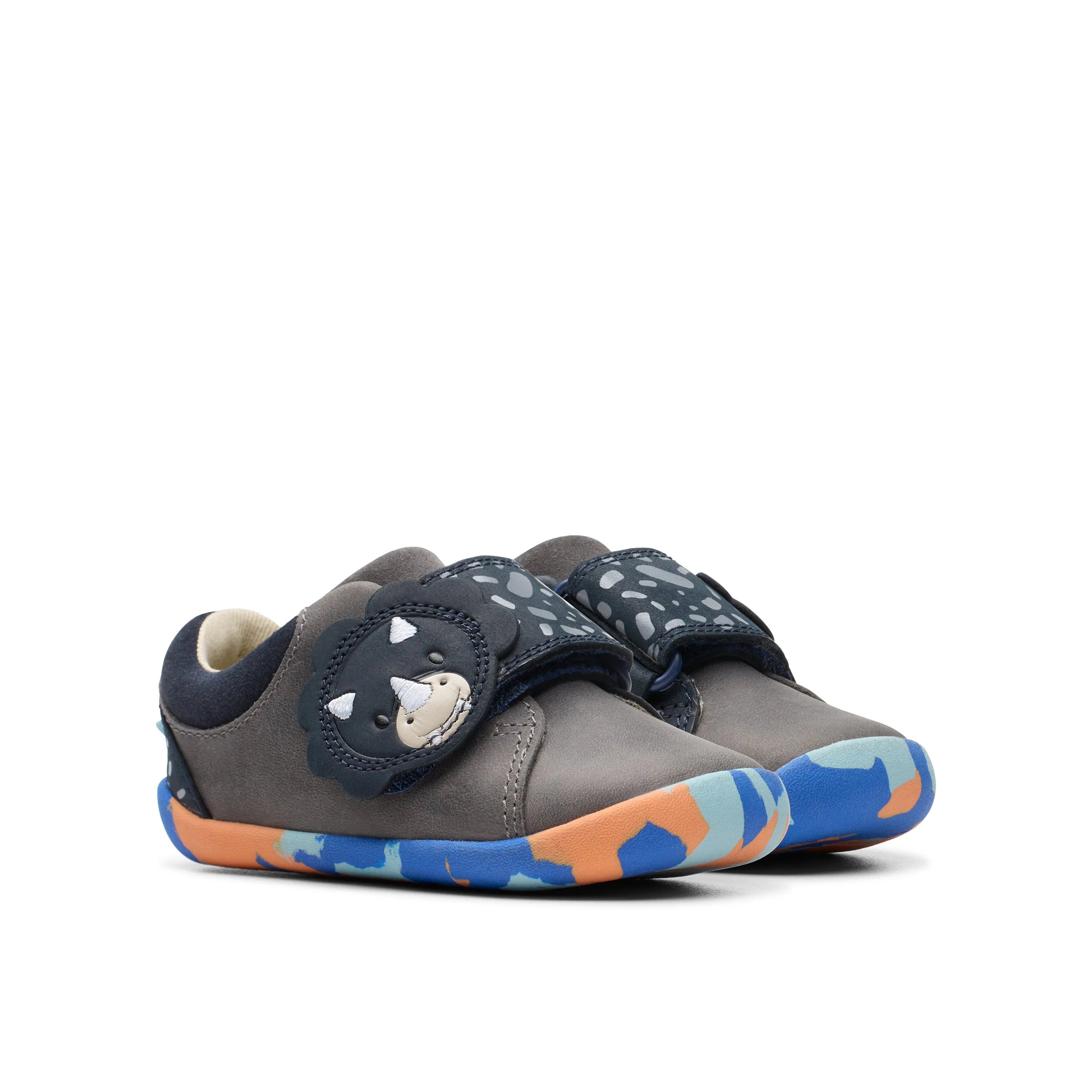 Clarks Roamer Tri T Boys Grey Blue Pre-Walker Shoes