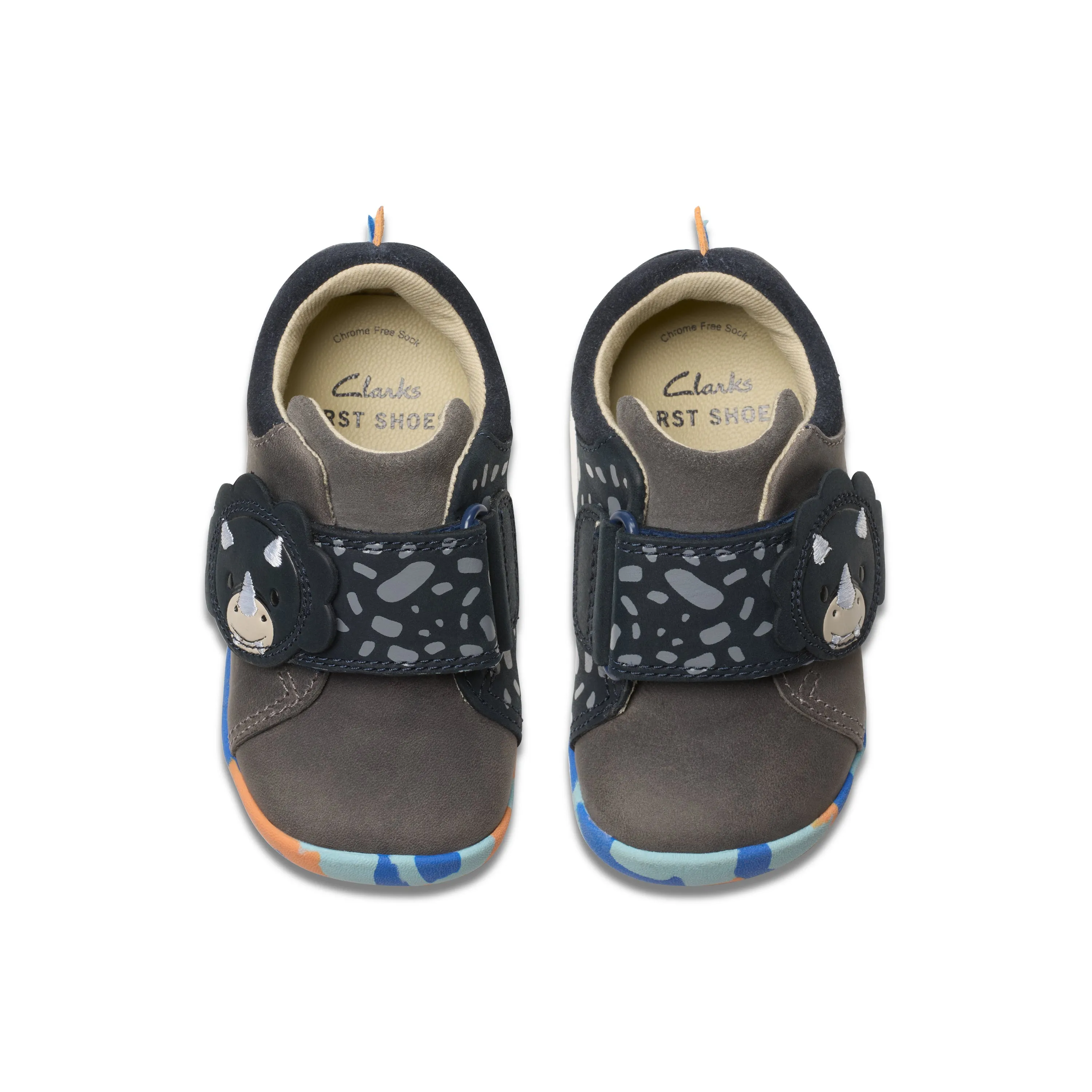 Clarks Roamer Tri T Boys Grey Blue Pre-Walker Shoes