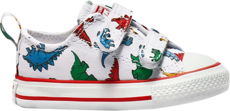 Converse Chuck Taylor All Star Low Hook and Loop TD Dinoverse Print Sneakers, White