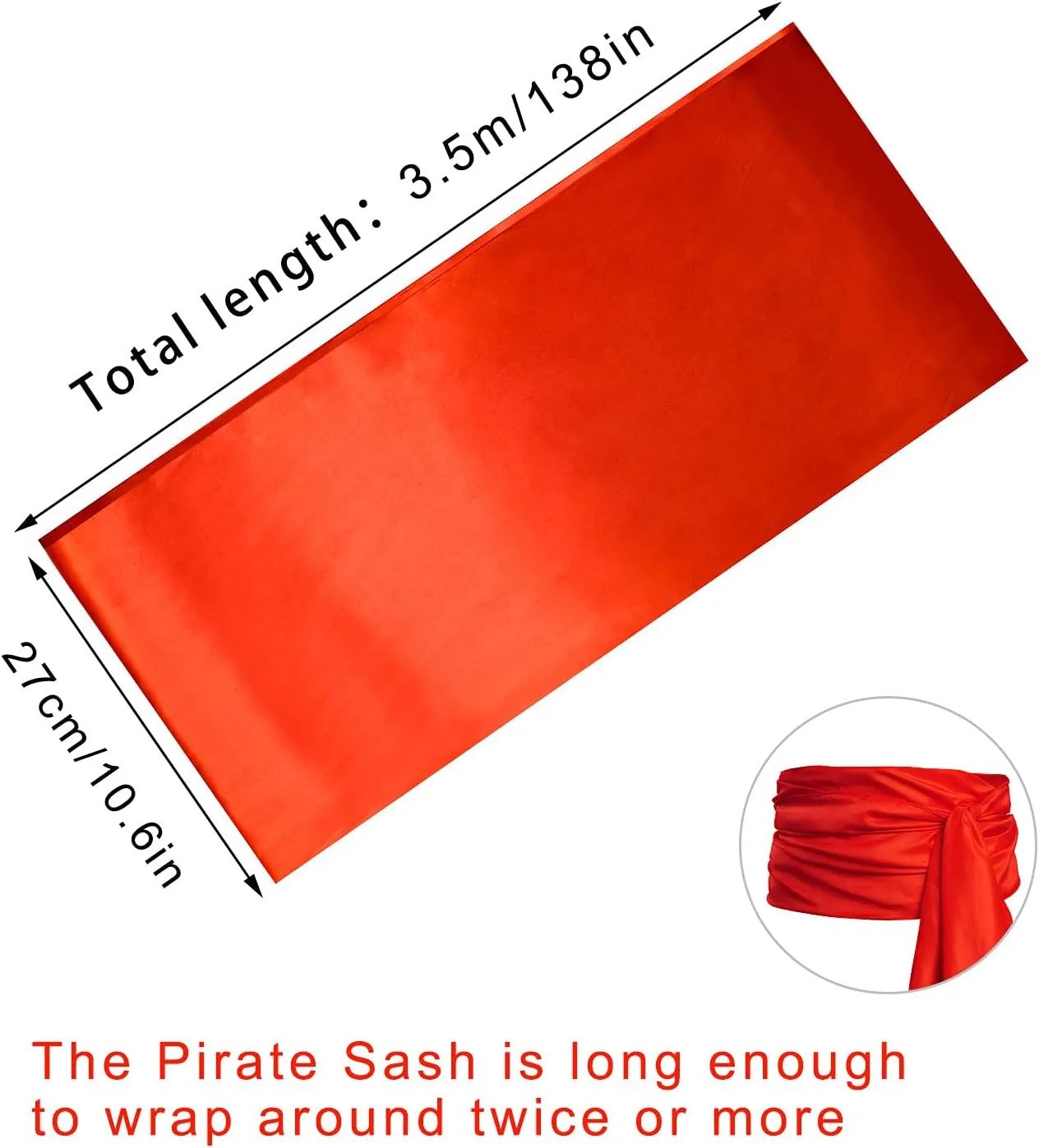 Dxhycc Satin Pirate Sash Pirate Medieval Renaissance Large Sash Halloween Costume Waist Sash Belt