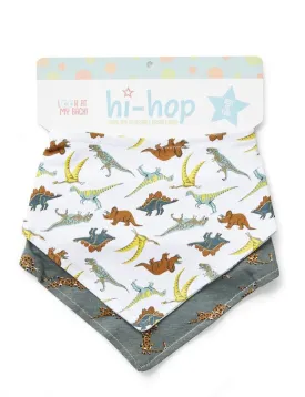 Hi hop 2pk Reversible Dino Dribble Bibs