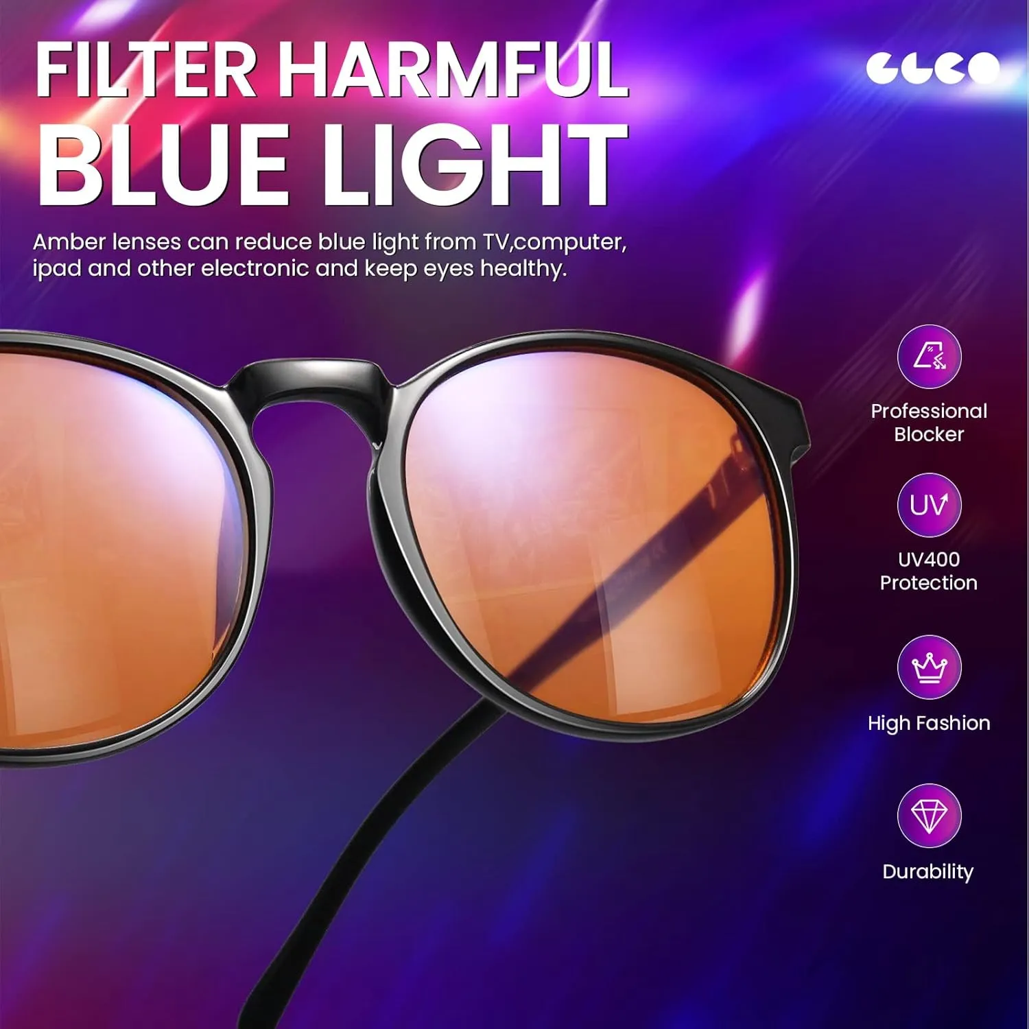 IBOANN Iconic Blue Light Glasses for Woman - Computer Glasses 99% Blue Light Blocking - Anti Eyestrain & UV Glare Protection