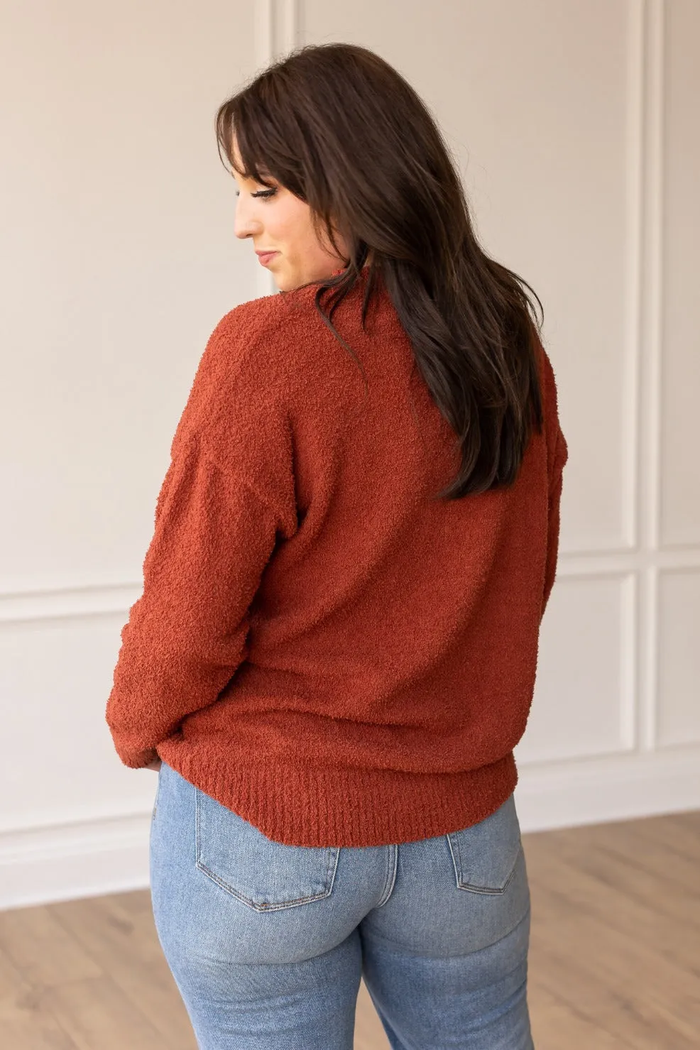 In With The New Rust Faux Mohair Sweater