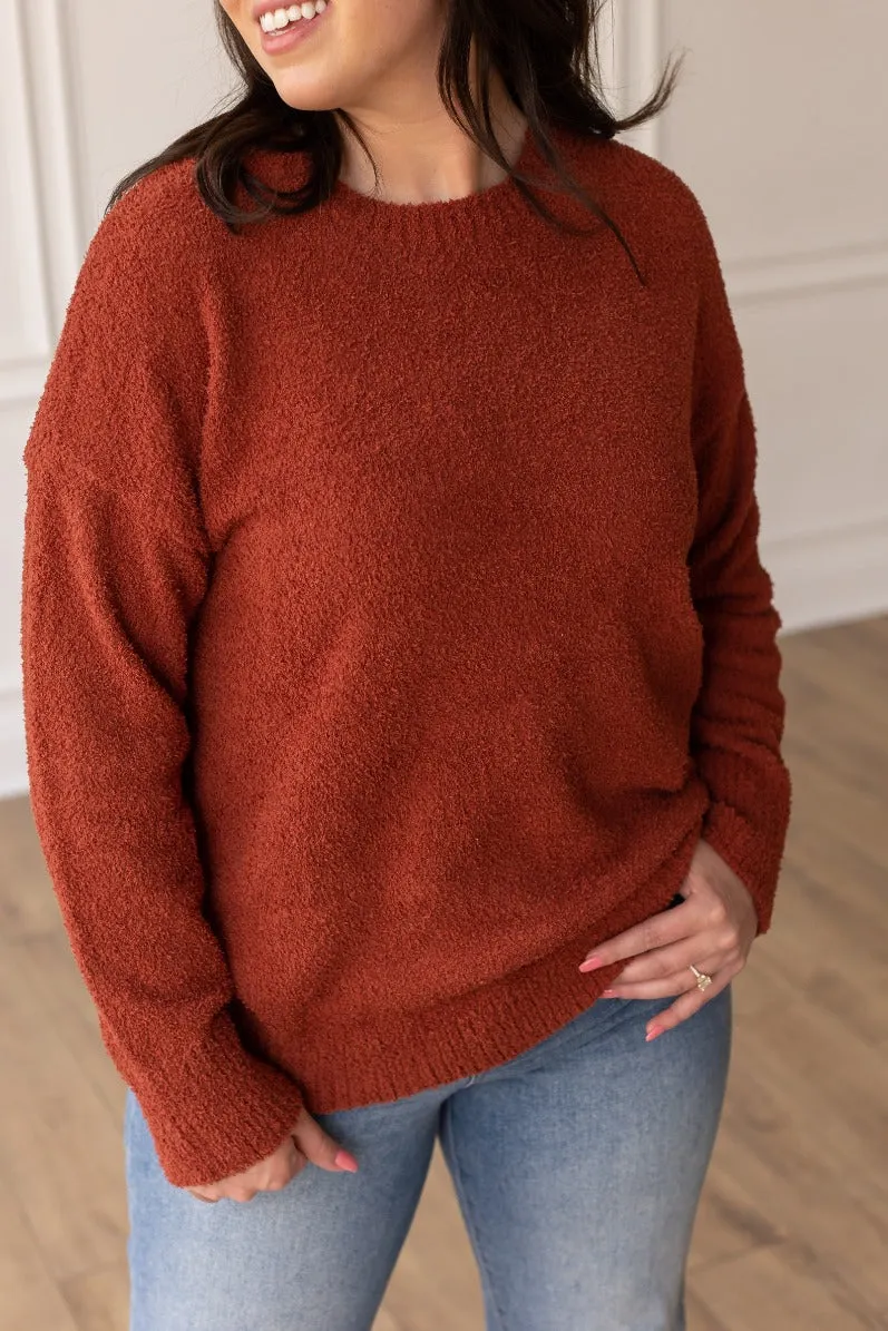 In With The New Rust Faux Mohair Sweater