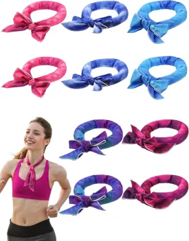 Janmercy 10 Pcs Tie Dye Cooling Neck Wraps Cooling Scarf Ice Bandanas Summer for Men Women Camping Running Outdoor Sports
