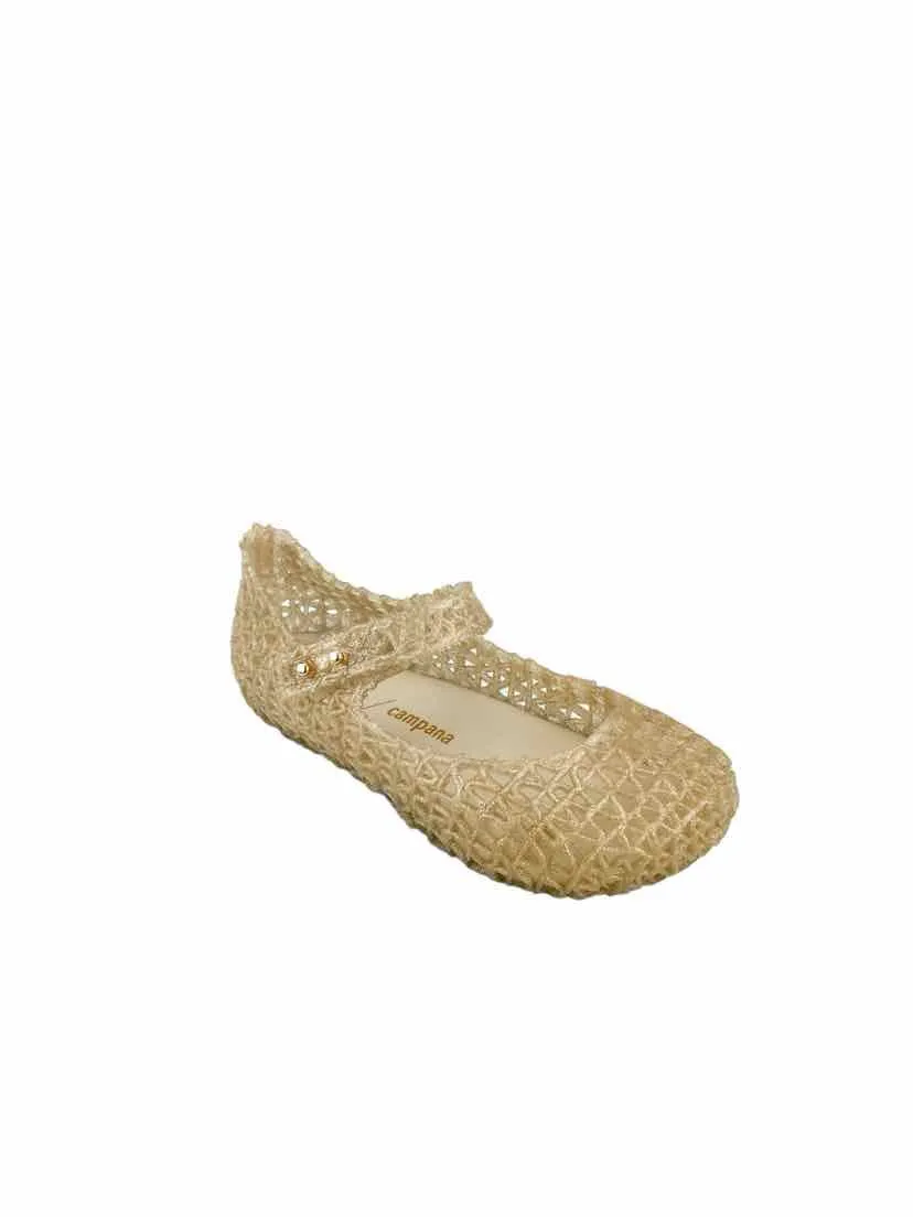 Mini Melissa Girls' Campana Mary Jane Shoes Pale Gold Size 10 (approx. age 5)