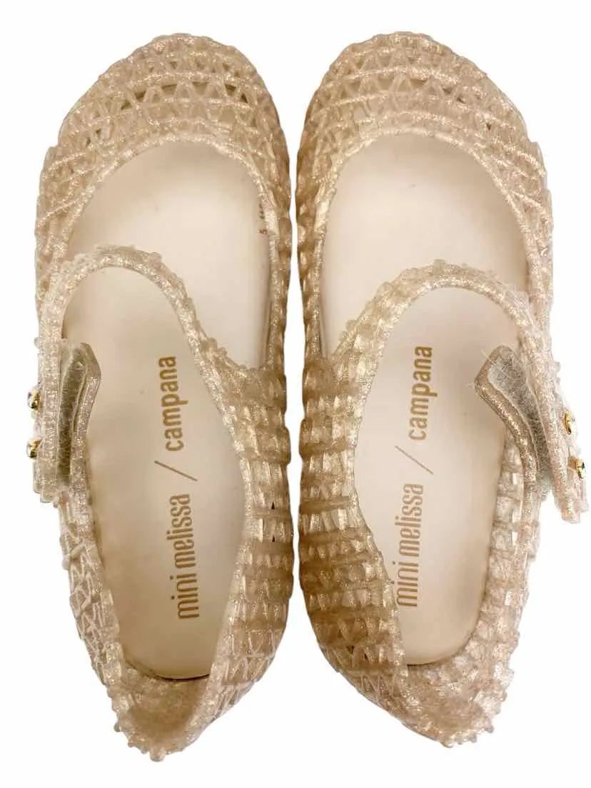 Mini Melissa Girls' Campana Mary Jane Shoes Pale Gold Size 10 (approx. age 5)