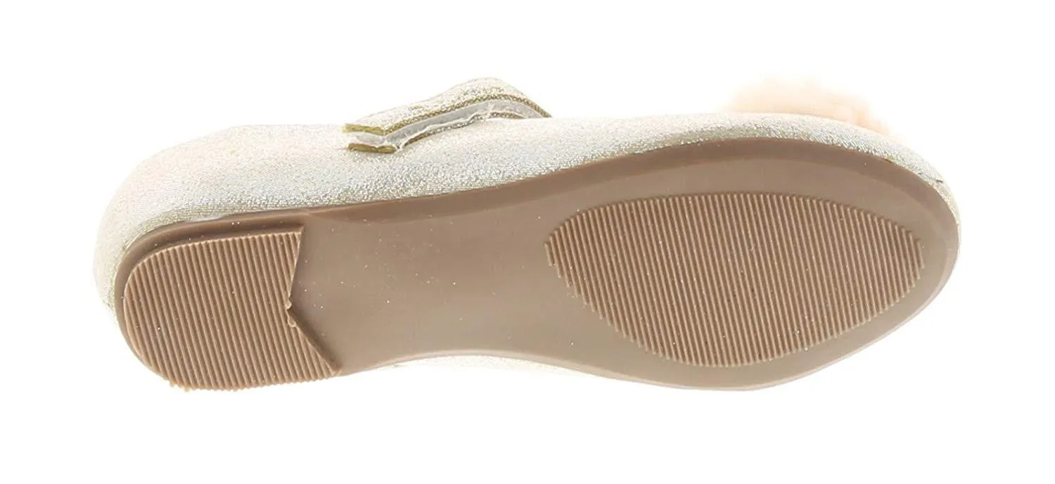 Princess Stardust Pomp Girls Gold Shimmer Ballerina Shoes