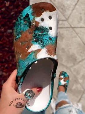 Retro Western Pattern Print Casual Hole Slippers