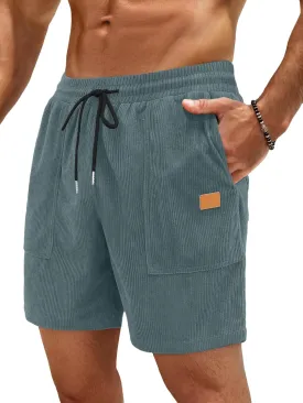 Sailwind Men's Casual Corduroy Shorts Lightweight Elastic Waist Drawstring Summer Beach Shorts