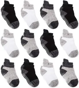 Zaples Baby Non Slip Grip Ankle Socks with Non Skid Soles for Infants Toddlers Kids Boys Girls