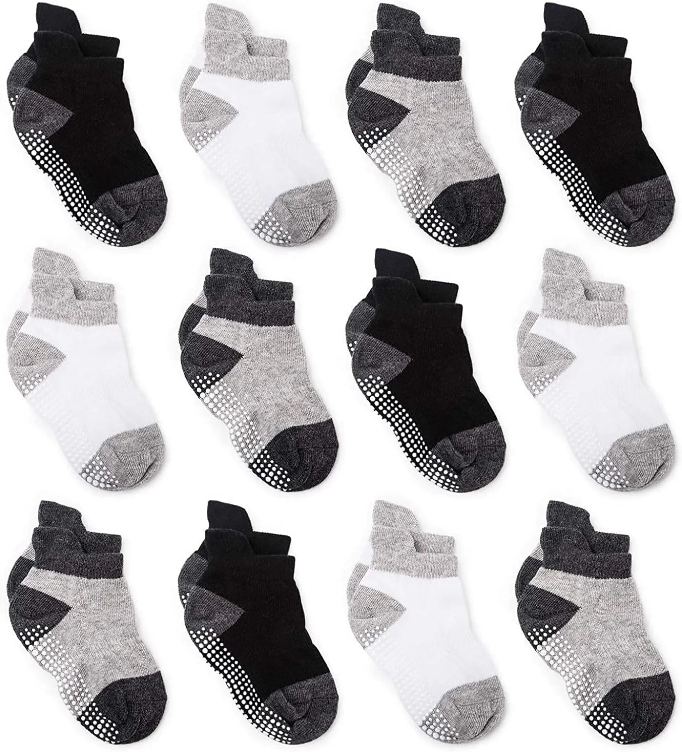 Zaples Baby Non Slip Grip Ankle Socks with Non Skid Soles for Infants Toddlers Kids Boys Girls